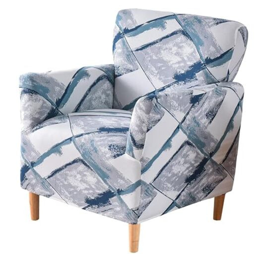 Luxury Printed Stretch Banquet Armchair Slipcover with Arms