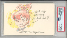 The FLINTSTONES Pebbles Original Valentines Day Sketch Signed Bob Singer PSA DNA