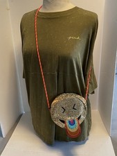 CREWCUTS Kids Emoji Sparkly Round Gold Crossbody Bag W Tongue Stuck Out