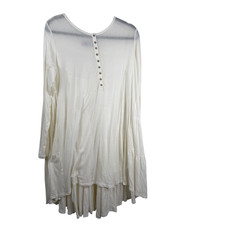 Free People FP Beach Henley Tiered Oversized Boho Emily Mini Dress Ivory Size M