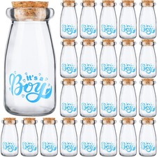 24 Pieces It's a Boy Baby Shower Party Favors Vintage Milk Favor Jars DIY Gla...
