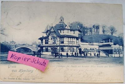 AK Hamburg Fährhaus St. Pauli gel. 23.01.1899 nach Holzminden H. Weigel