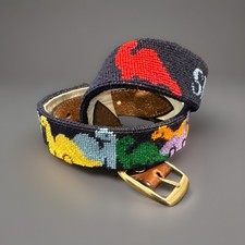Boys Needlepoint Belt Dinosaurs Wool 27 SEE DESCRIPTION monogrammed 