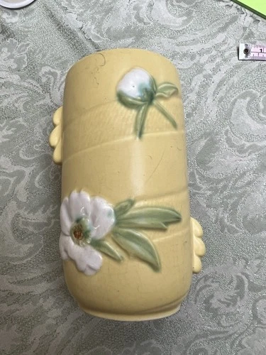 Vintage Weller Yellow Floral Ceramic Vase - 6-1/2” High - Really Pretty!!