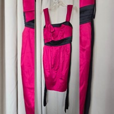 Torrid Valentine Satiny Red & Black Cocktail Party Zip Up Dress W/ Pockets & Bow