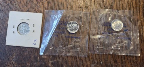 3-Coins 10c SILVER Roosevelt Dimes Proof Uncirculated 1957/1961/1964