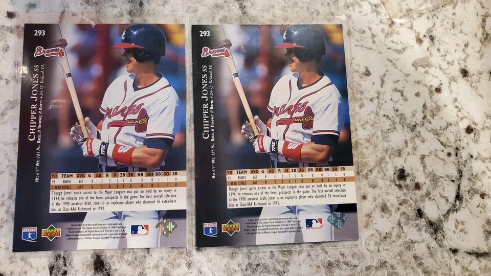 Chipper Jones 1995 Upper Deck Electric Diamond Silver #293 Braves Plus Base MINT - Image 2 of 2