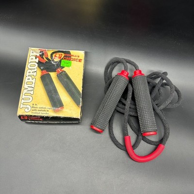 Vintage Jump Rope 9 Ft Winners Choice Black Red Cotton Rope Swivels 1980s Taiwan