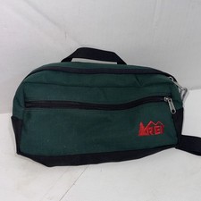 Vintage REI Belt Bag OS Black Fanny Pack Zip Pocket Hiking Outdoor Utility 1990s