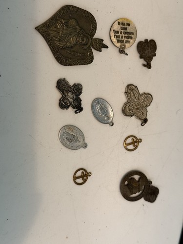 Vintage Medaille Anhänger Anfang 1900 Katholisches Kreuz / Anhänger 10 Stück - Bild 20 von 20
