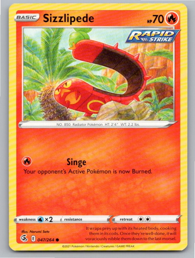2021 POKEMON SIZZLIPEDE FUSION STRIKE 047/264 C NM A58096 FREE S&H