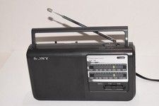 Sony ICF-38 Portable FM/AM 2 Band Radio Gray 120V or 4AA Tested Working Clean