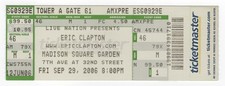 Eric Clapton 9/29/06 New York City NY Madison Square Garden Rare Full Ticket!