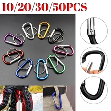 Spring Snap Keychain Clip Hook Aluminum Carabiner D Shape Buckle Pack 10-50Pcs