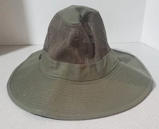 Dorfman PacIfic Headwear Leather Strap bucket Hat Mesh Green Medium