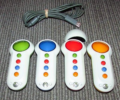 Lot of 4 Wireless Buzzer Big Button Controllers w/ IR Receiver for Xbox 360