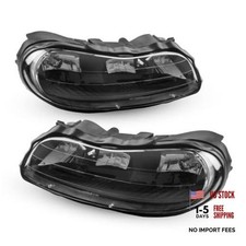 Headlight Assembly Compatible with 1997 Black-Clear/for 1997-2003 Chevy Malibu