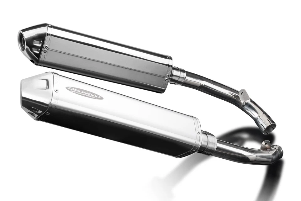 Kit silenciador escape acero inoxidable triovalado 17" Honda RVT1000R 00-01 Delkevic Slip On Foto 2 de 4