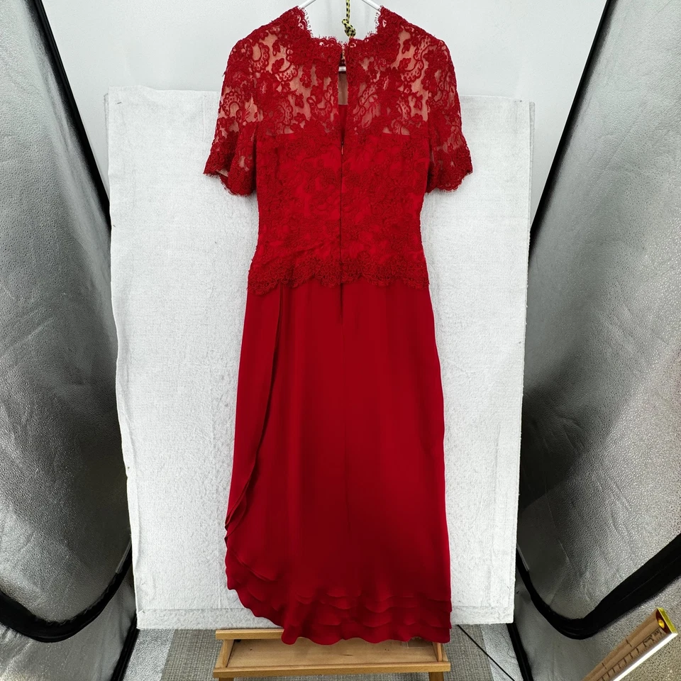 Vestido Carolina Herrera Mujer 6 Encaje Seda Cóctel Midi Noche Formal Hecho en EE. UU. Foto 2 de 4