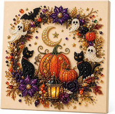 Spooky Cute Halloween Ghost Pearl DIY Art Kit, 3D Diamond Painting Craft Set for