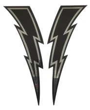 Porkchop BMX LIGHTNING BOLT decals stickers (Set of 2) CHROME & BLACK