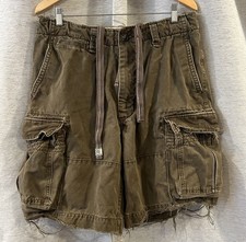 Vtg Abercrombie Fitch Cargo Shorts Brown Men s 32 Y2K Straps Retro