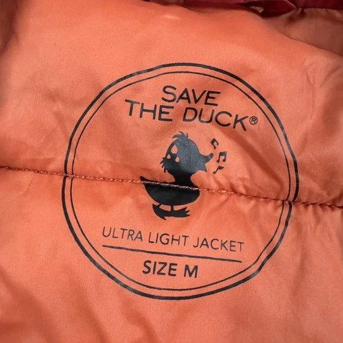 Save the Duck Ultra Light Jacket Puffer Mens Size Small Full Zip Plumtech Red image 3