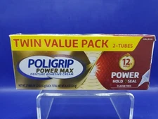 2 Pack Poligrip Power Max Hold Plus Seal Denture Cream Flavor Free 2.2oz 11/27