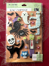 RARE HALLOWEEN K  COMPANY 3D STICKERS - WITCH MUMMY SPIDER SKULL BAT CAT OWL