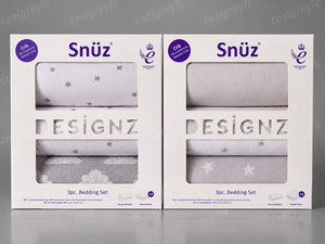 LOT OF 2 NEW Snüz Designz 3pc Crib Bedding Sets Grey Star & Cloud Nine Sealed