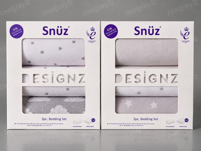 LOT OF 2 NEW Snüz Designz 3pc Crib Bedding Sets Grey Star & Cloud Nine Sealed