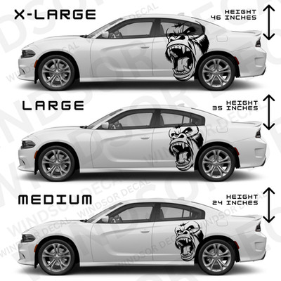 XL Gorilla Angry Head Decal for Both Sides fits Charger 1 Pair Universal fit