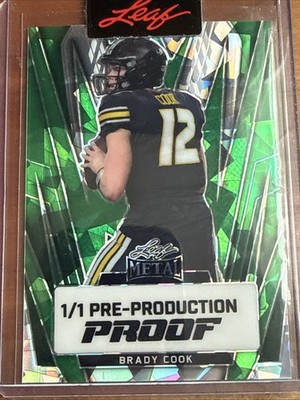 Brady Cook 1/1 2024 Leaf Metal Football XRC Proof 1 Of 1 Green Ice Card Jets