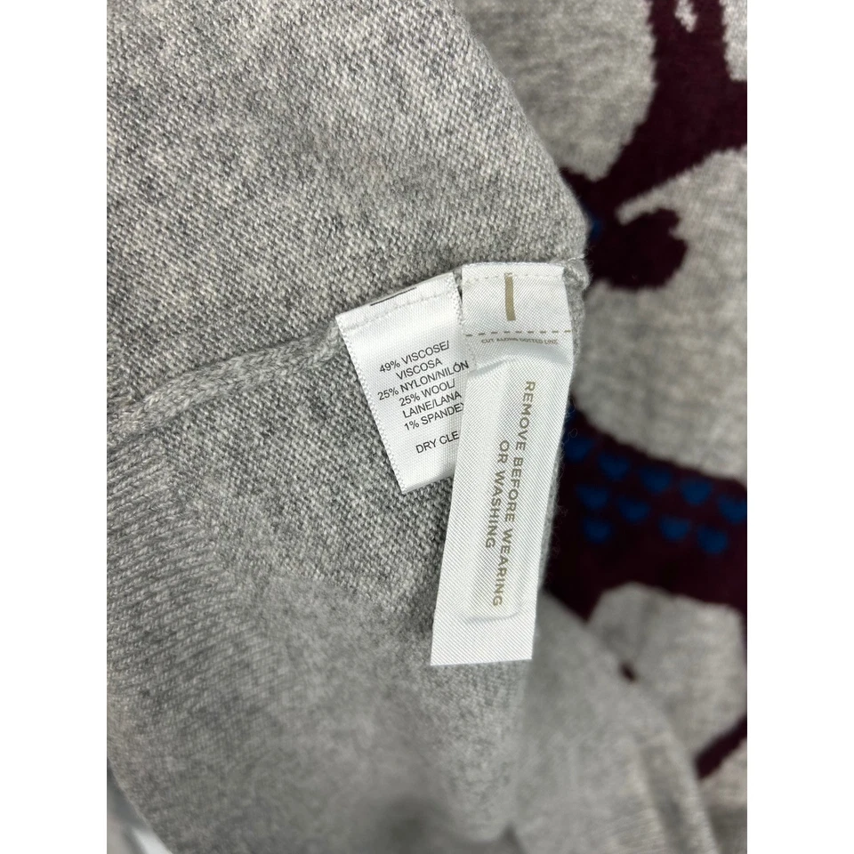Suéter de vacaciones LOFT reno grande gris hilo italiano mezcla de lana Navidad Foto 4 de 4