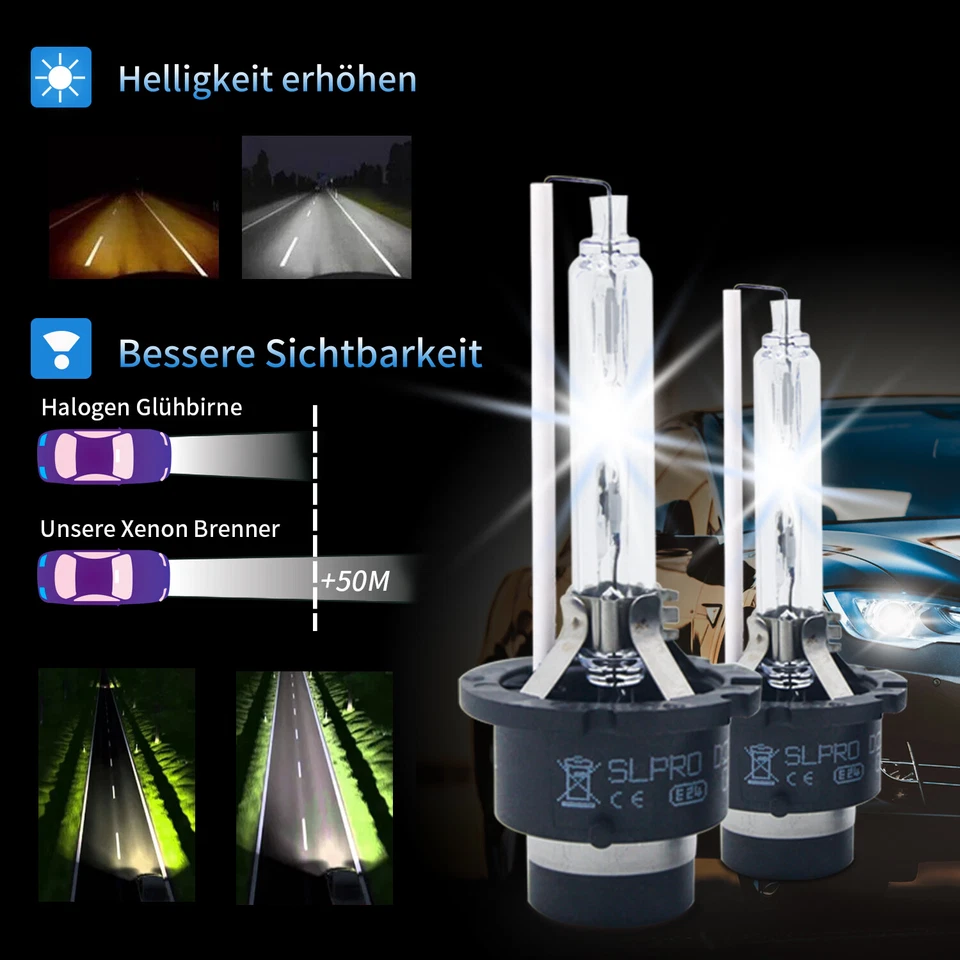 2x Bruciatore Xenon D2S 6000K BLACK EDITION per VW Golf IV Variant 1J5 Lampadina - Immagine 4 di 4