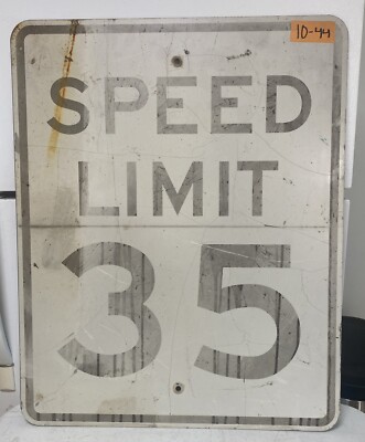 Retired Authentic Road Street Sign (Speed Limit 35) 30''X24'' 10-44