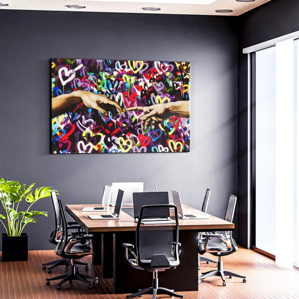 Arte de pared Banksy Love Hearts lienzo impresión enmarcada graffiti póster callejero regalos Foto 3 de 4