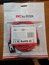 USB-C to HDMI Cable 8ft red Braided USB-C to HDMI Adapter