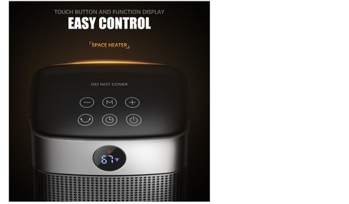 Qunler 16in Space Heater Indoor, 1500W PTC Portable Electric Heater w Remote - Picture 3 of 8