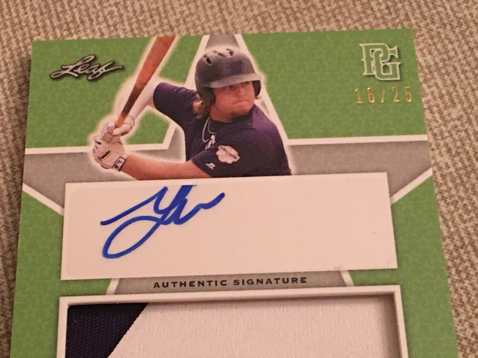 TOMMY WHITE 2020 Leaf Perfect Game AUTO Game-Worn Jersey Patch #16/25 LSU A'S - Image 4 of 4