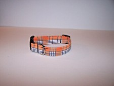Wet Nose Designs Fall Vibes Orange Gray Plaid Dog Collar Autumn MORE ORANGE