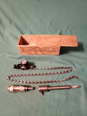 Vintage Fifield Bro's Chain Drill Augusta, ME w/ Wooden Box w Label