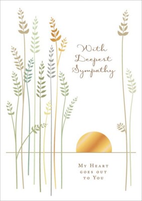 Notes & Queries Tall Vines and Gold Foil Setting Sun Sympathy Card
