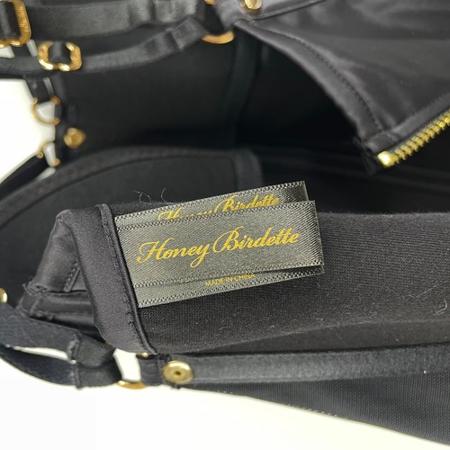 Honey Birdette Jimmy Corset Size XS & Thong Size M Lingerie Set Black Satin New - Picture 9 of 19