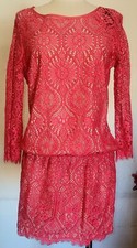 David Lerner Red Long Sleeve Mini Dress Size M NWT Retails $325