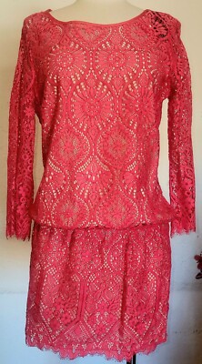 David Lerner Red Long Sleeve Mini Dress Size M NWT Retails $325 | eBay