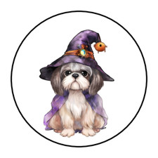30 HALLOWEEN SHIH TZU STICKERS ENVELOPE SEALS LABELS 1.5
