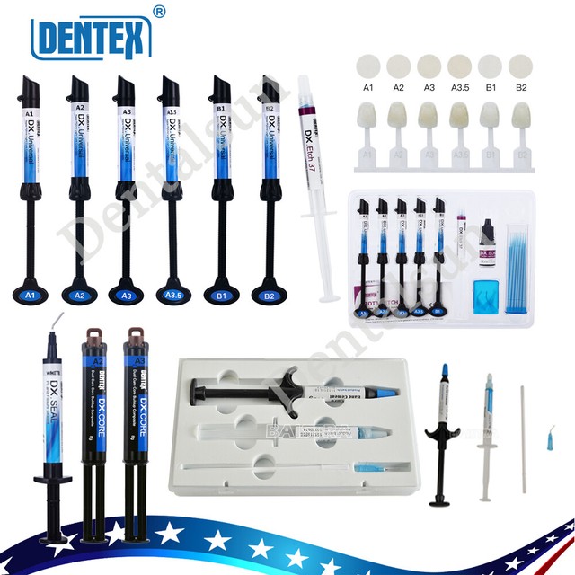 DENTEX Dental Light Dual Curing Resin 6 Shades/ Bonding Adhesive /Blue