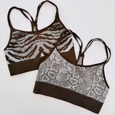 Bombshell Sportswear Sports Bra Women Extra Small Seamless Zebra Snake Bundle XS