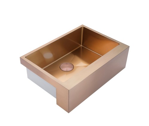 Burnished Rose Gold stainless steel Single bowl Bulter Apron kitchen sink R10 mm - Picture 5 of 10